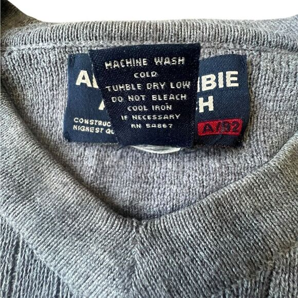 Abercrombie & Fitch A&F 92 Men’s Gray Ribbed Sweater XL Long Sleeve Cotton Blend - Picture 3 of 5